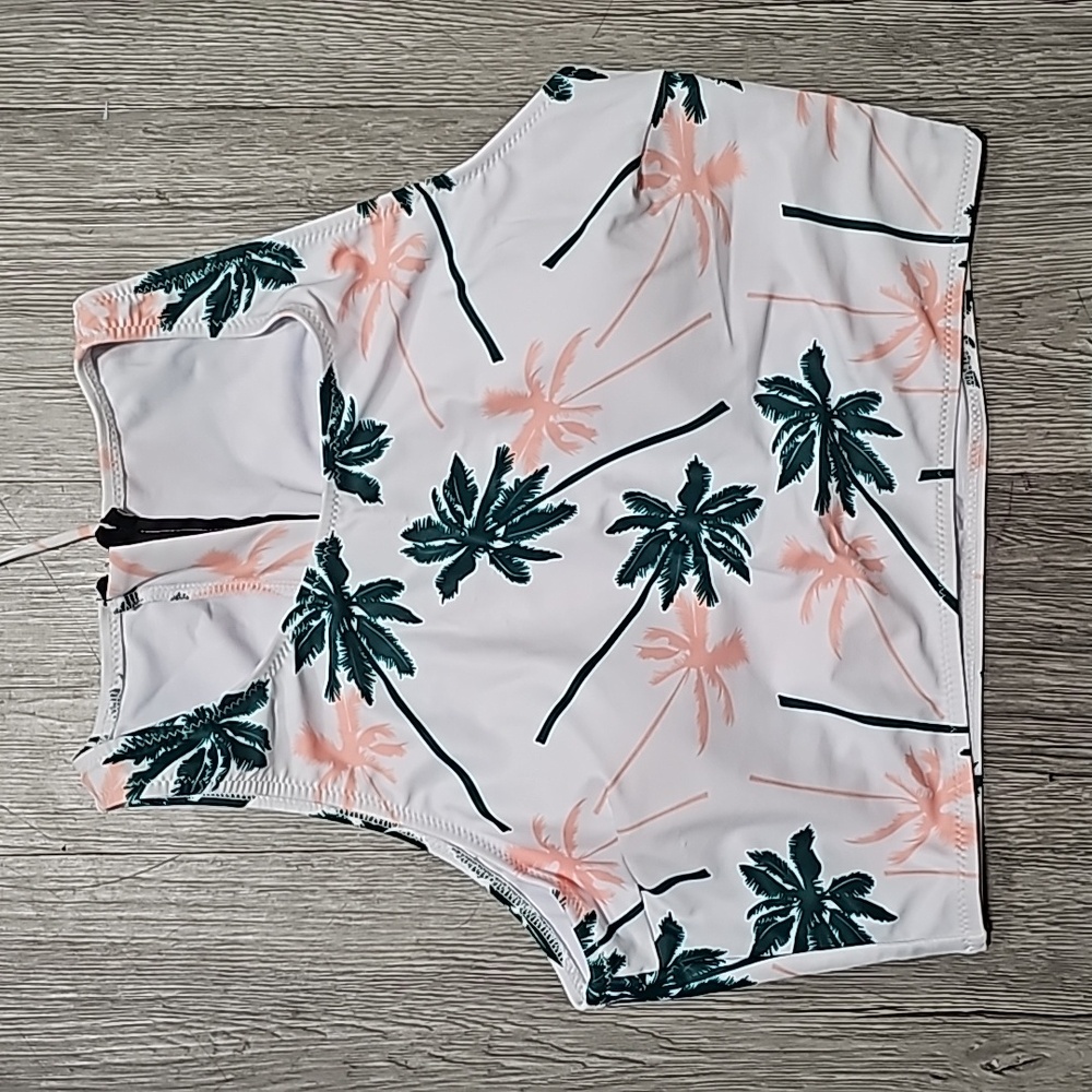2-Piece Palm Tree/Green  Swimsuit Medium - Picture 2 of 10